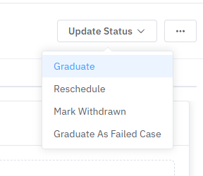 The Update Status menu with Graduate at the top