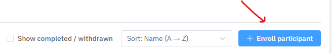 The Roster tab with the blue Enroll participant button on the right