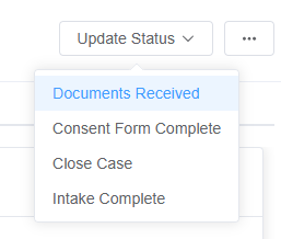 The Update Status menu with Documents Received
