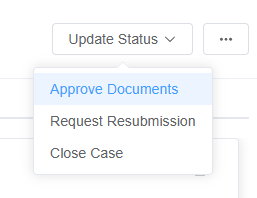 The Update Status menu with Approve Documents