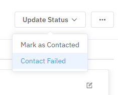 The Update Status menu with Contact Failed