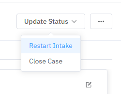The Update Status menu with Restart Intake