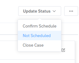 The Update Status menu with Not Scheduled