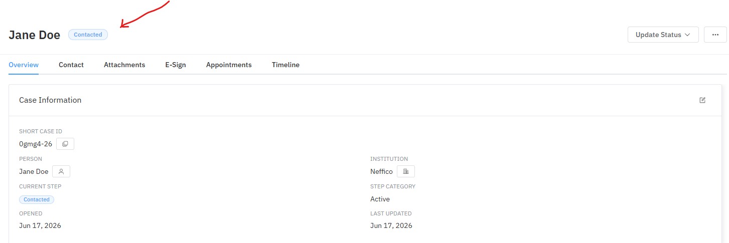 The case back to a Contacted badge after restarting outreach
