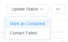 The Update Status menu with Mark as Contacted